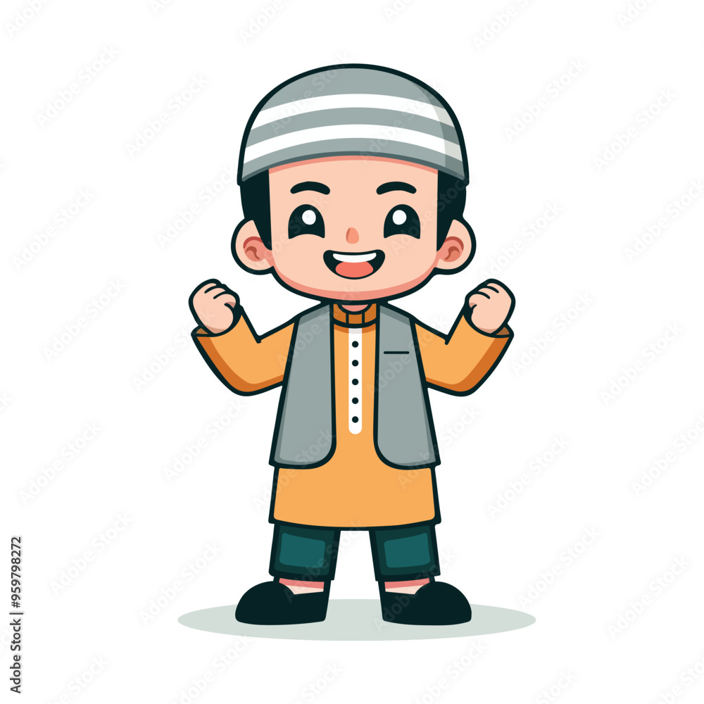 Cute Muslim Boy Character in Modern Flat Design Cute Muslim Boy Character in Modern Flat Design