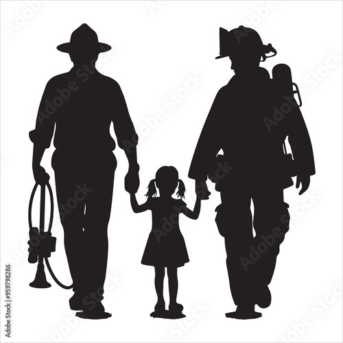 fireman silhouette Vector Firefighter Man silhouette  collection, 