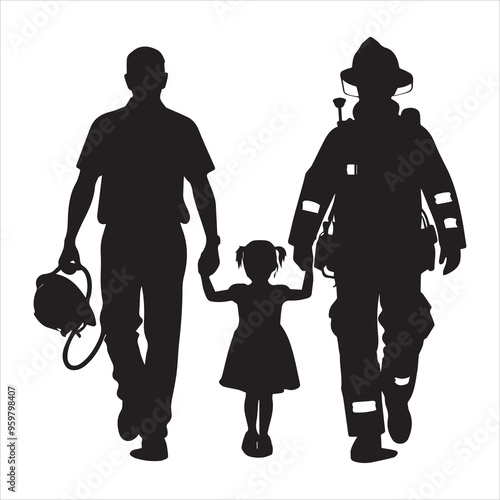 fireman silhouette Vector Firefighter Man silhouette  collection, 