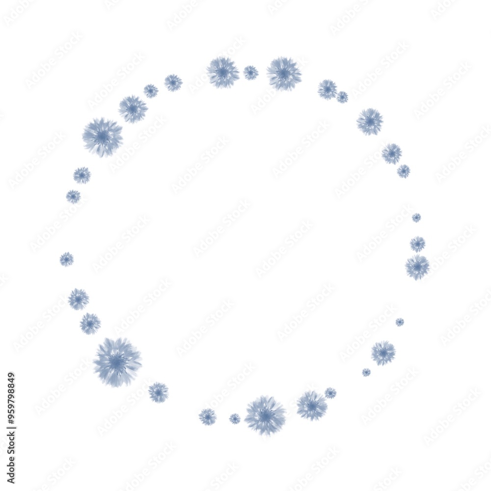 Fototapeta premium Delicate circular floral frame with light blue flowers, perfect for wedding invitations, greeting cards, or elegant design projects