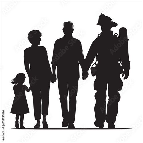 fireman silhouette Vector Firefighter Man silhouette  collection, 