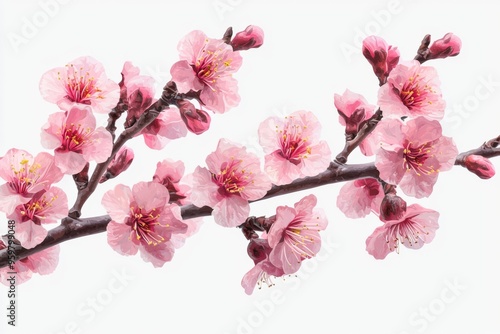 Cherry blossom branch with pink flowers