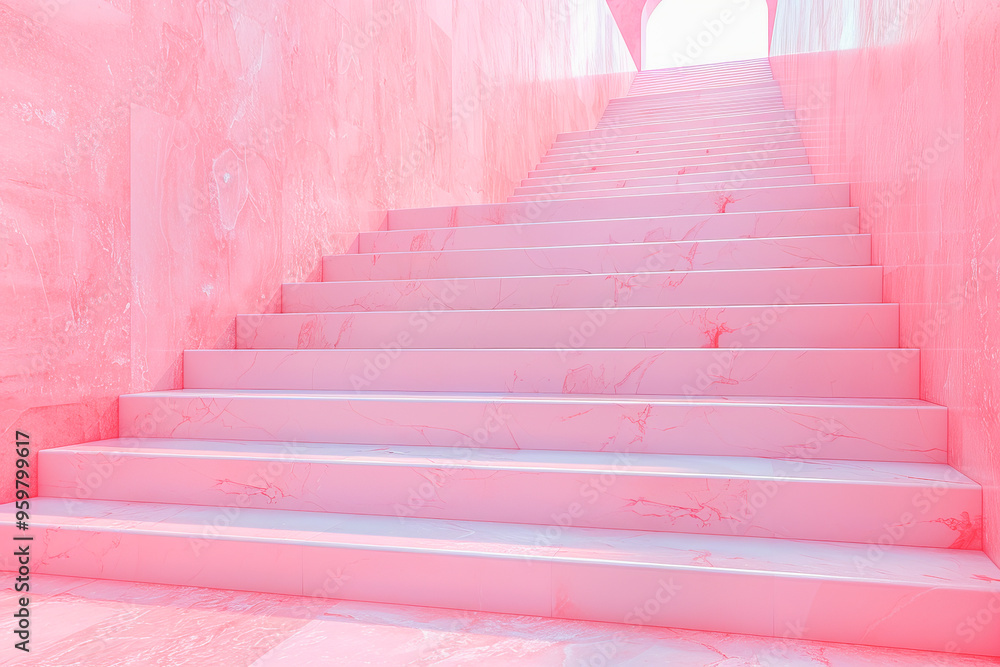 Staircase made of pink marble leading to the light Staircase made of pink marble leading to the light