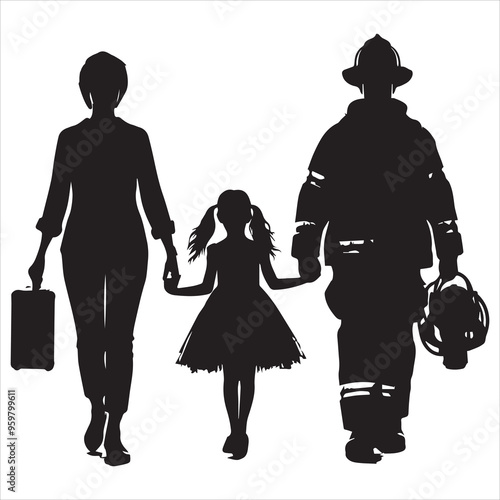 fireman silhouette Vector Firefighter Man silhouette  collection, 