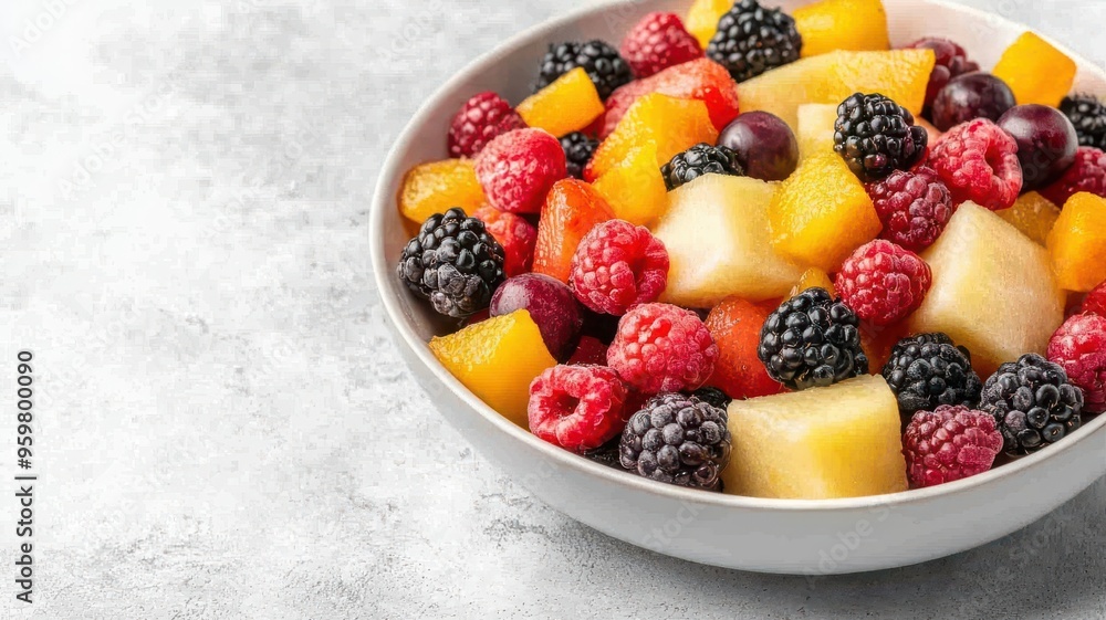 Colorful fruit salad with a mix of berries, citrus, and melon, rich in antioxidants, brain health focus Colorful fruit salad with a mix of berries, citrus, and melon, rich in antioxidants, brain health focus