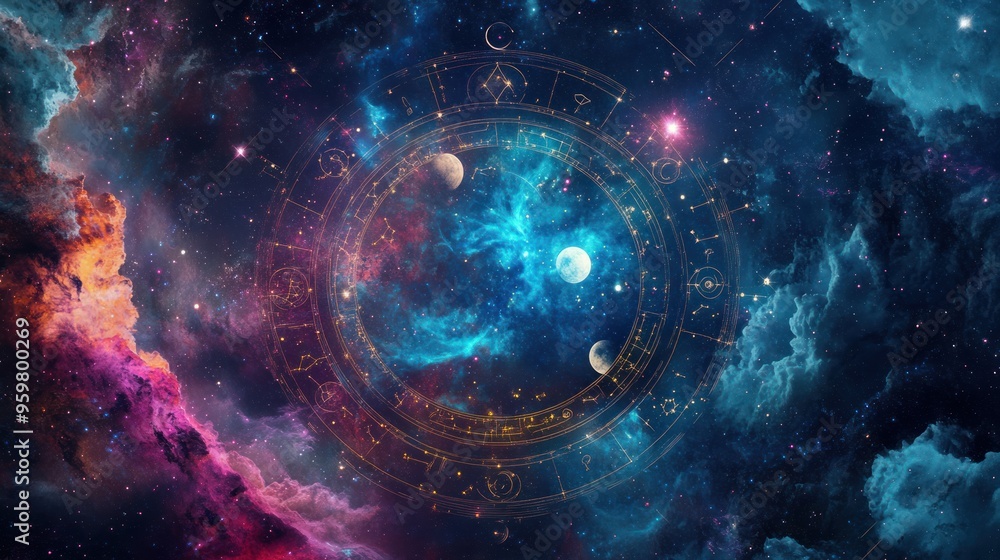 Obraz premium Celestial Circle in the Cosmos