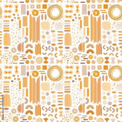 Obraz na płótnie Italian Pasta and Spaghetti Types Pattern w salonie