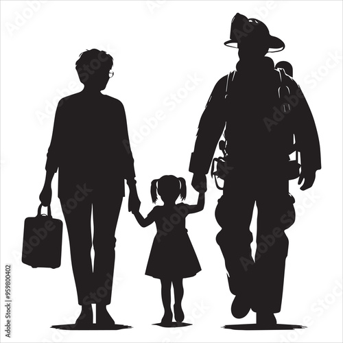 fireman silhouette Vector Firefighter Man silhouette  collection, 