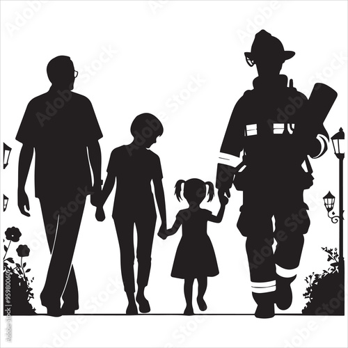 fireman silhouette Vector Firefighter Man silhouette  collection, 