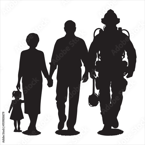 fireman silhouette Vector Firefighter Man silhouette  collection, 