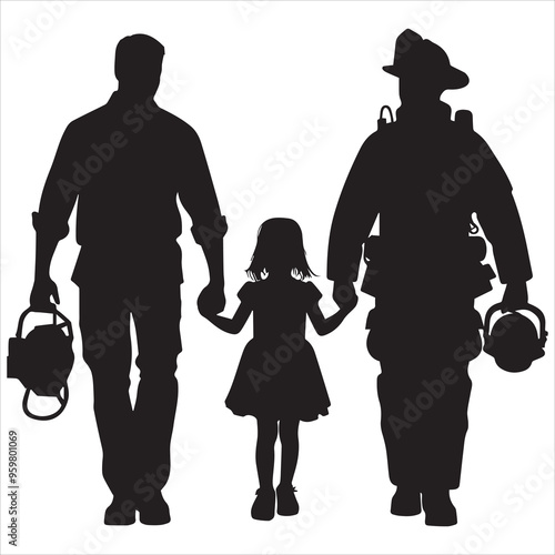 fireman silhouette Vector Firefighter Man silhouette  collection, 