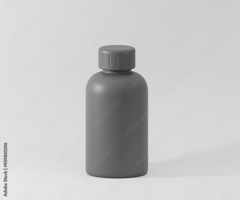 Black Bottle Design Mockup with White Backdrop, 3D rendering Black Bottle Design Mockup with White Backdrop, 3D rendering