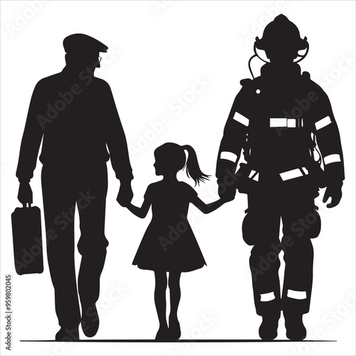 fireman silhouette Vector Firefighter Man silhouette  collection, 