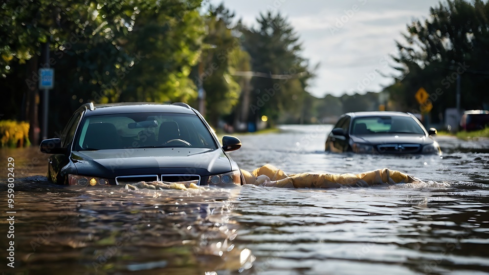 vehicles submerged in floodwater vehicles submerged in floodwater