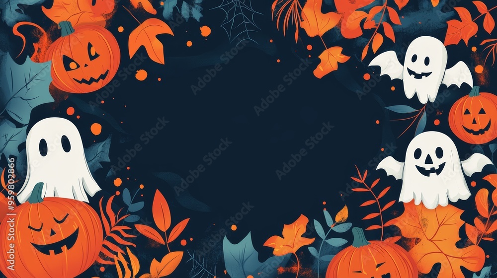 Halloween Pumpkin and Ghost Border Design Halloween Pumpkin and Ghost Border Design