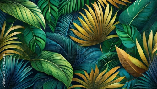 Wallpaper Mural Exotic Tropical Foliage Pattern, Infusing Fashion with Vibrant Nature in Seamless Wallpaper Torontodigital.ca