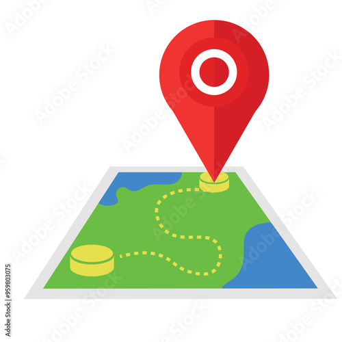 Location Pin With Map Illustration