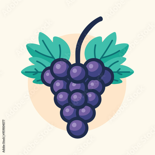 Vector sweet fruit grapes flat design vector illustration