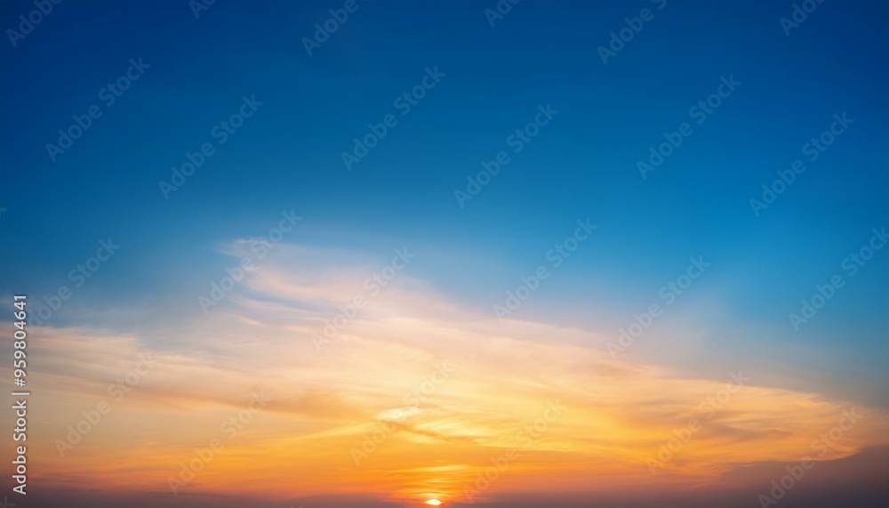 Fototapeta premium Sky gradient from blue to orange sunset