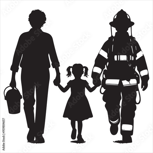 fireman silhouette Vector Firefighter Man silhouette  collection, 
