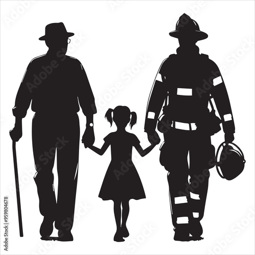 fireman silhouette Vector Firefighter Man silhouette  collection, 
