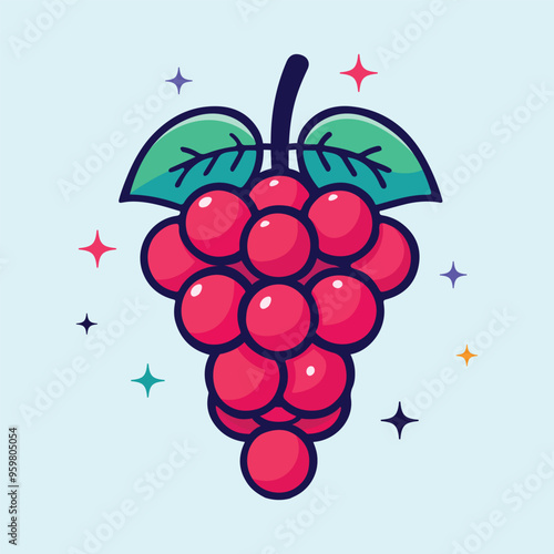 Vector sweet fruit grapes flat design vector illustration