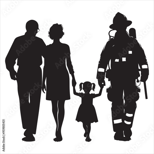 fireman silhouette Vector Firefighter Man silhouette  collection, 