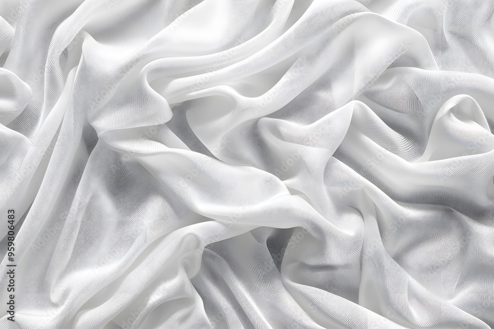 Elegant White Fabric Drapery with Soft, Flowing Texture