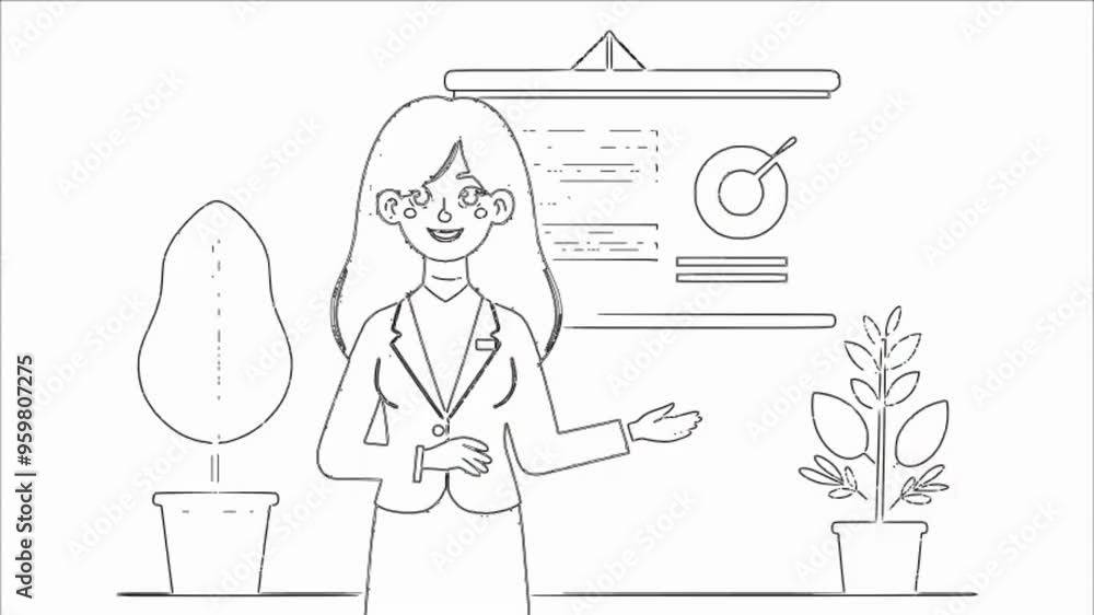 animation hand drawn flat design on whiteboard about female employee who is doing her business work presentation animation hand drawn flat design on whiteboard about female employee who is doing her business work presentation
