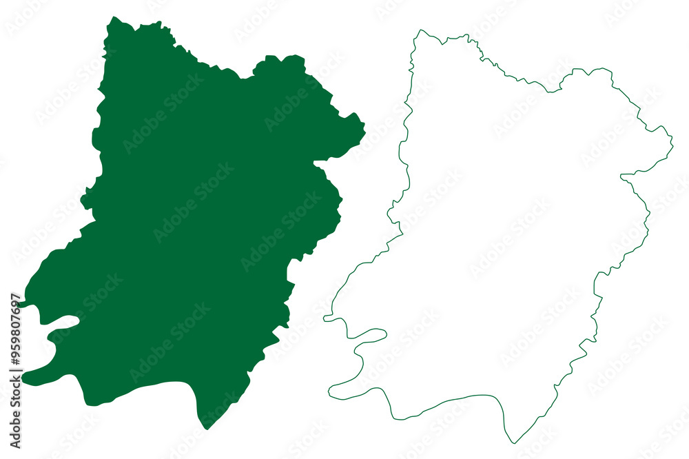 Obraz premium Auraiya district (Uttar Pradesh State, Republic of India) map vector illustration, scribble sketch Auraiya map