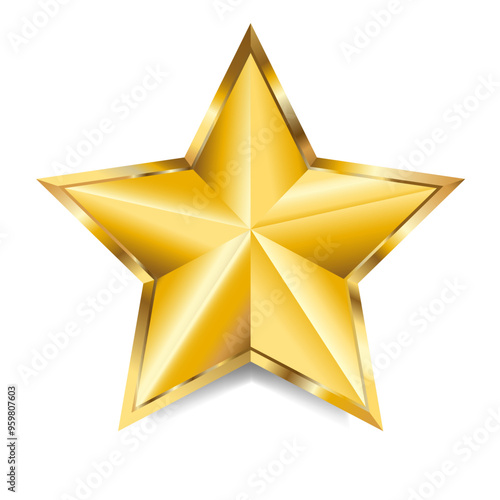 Gold volumetric star. Vector image
