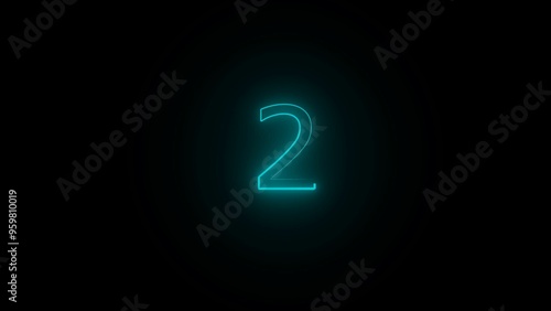 abstract glowing neon count 2 number illustration 4k