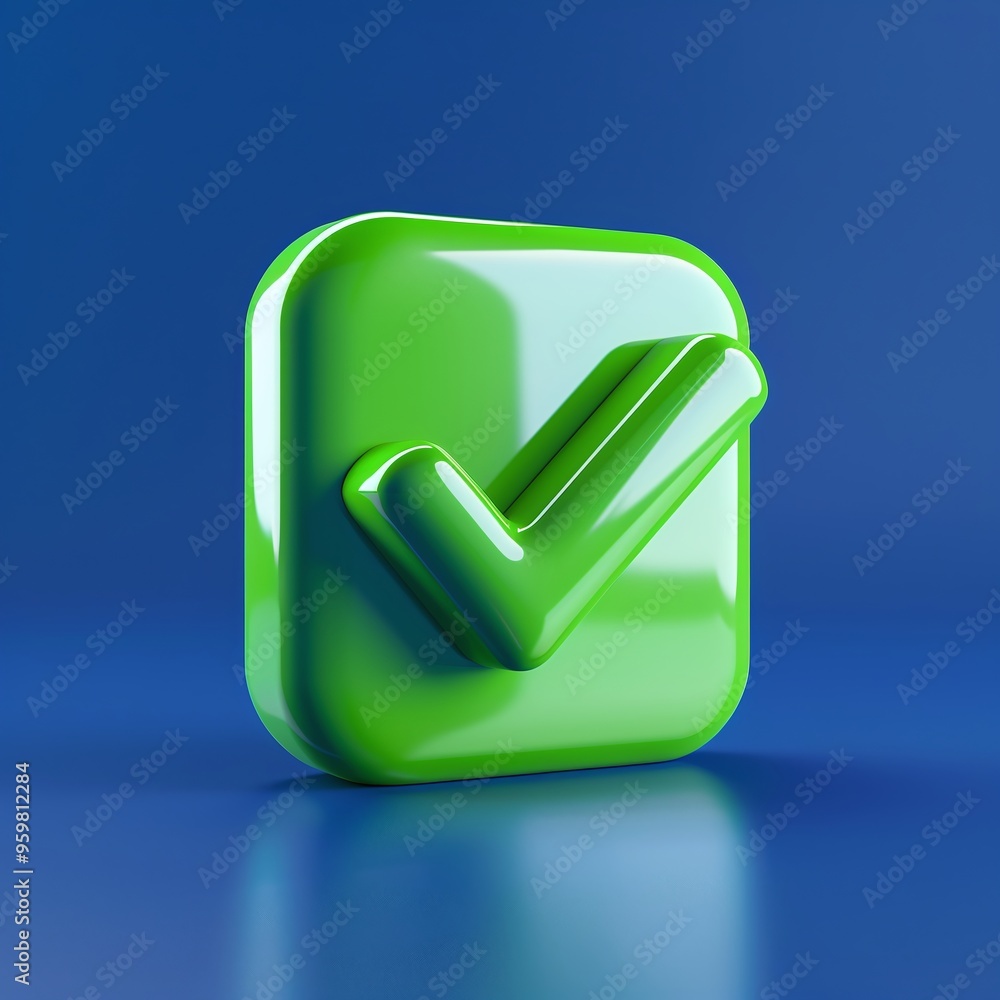 Green checkmark symbol on a blue background, representing approval, confirmation, success, and agreement in digital and business contexts. Green checkmark symbol on a blue background, representing approval, confirmation, success, and agreement in digital and business contexts.
