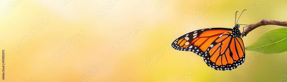 Fototapeta premium Butterfly emerging from a cocoon, representing transformation and new beginnings