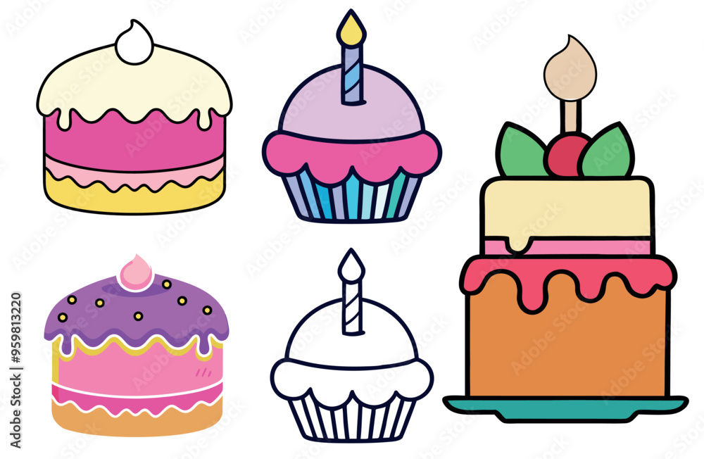 Cupcake Icon, muffin logo. Vector illustration,Can be used as icon, sign or symbol, Cake with candle,fruit in flat color vector design in white background. Cupcake Icon, muffin logo. Vector illustration,Can be used as icon, sign or symbol, Cake with candle,fruit in flat color vector design in white background.