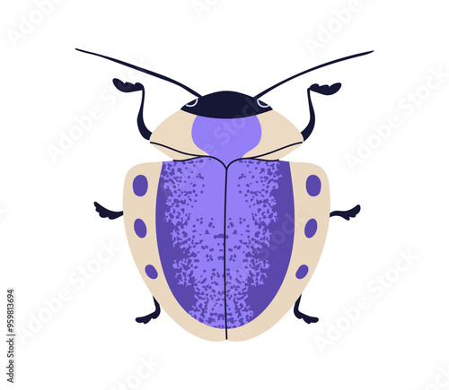 Fancy beetle. Fantasy bug with antenna, top view. Insect, fantastic fauna spe...