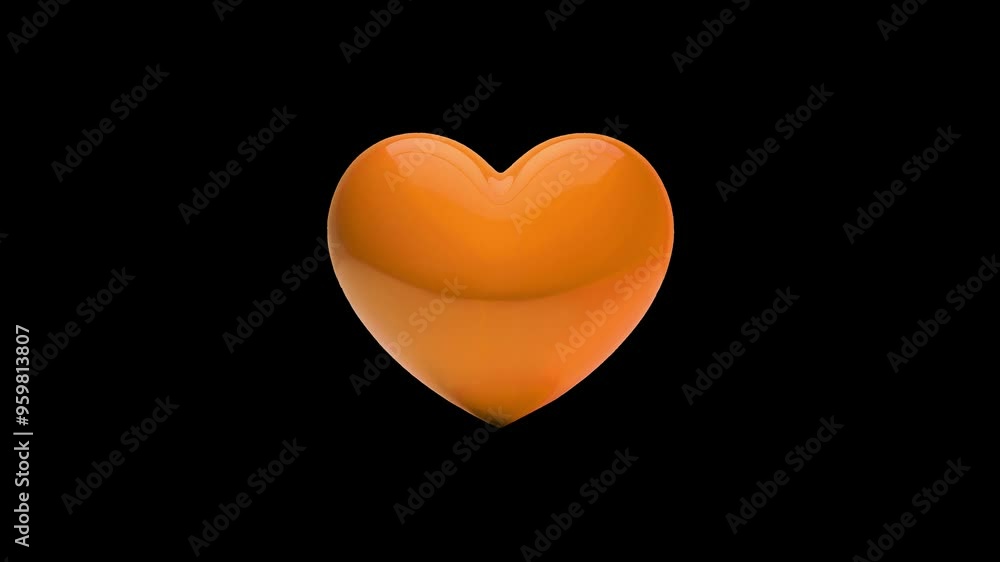 Yellow Heart Icon, 3D Animation with Black Screen Background Yellow Heart Icon, 3D Animation with Black Screen Background