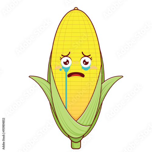 corn scared face cartoon cute