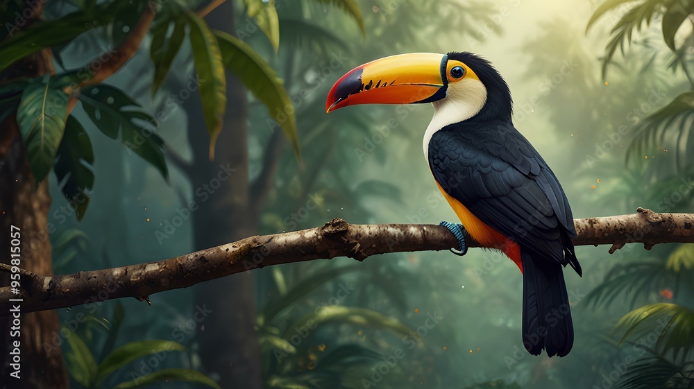 Naklejka premium Toucan bird illustration, digital art.