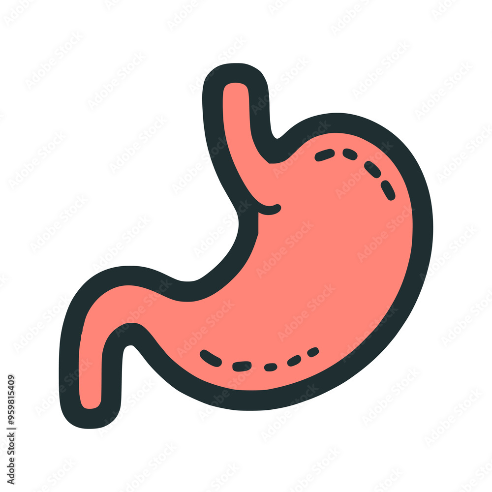 Obraz premium cartoon stomach organ doodle hand drawn vector illustration template design