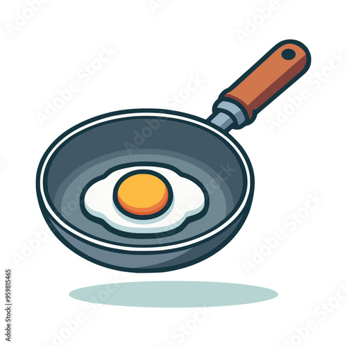 fried egg and frying pan kitchen food vector illustration template design
