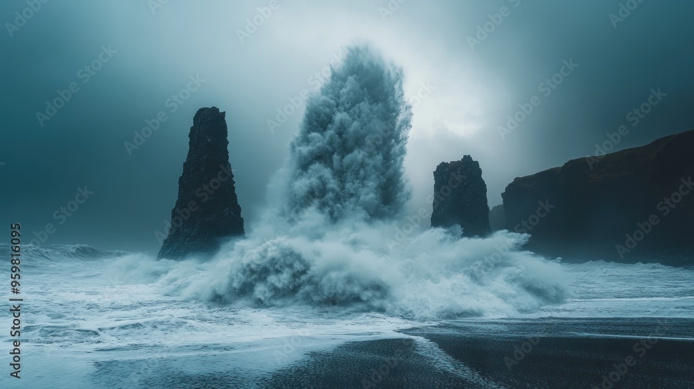Fototapeta premium Icelandic Coastline with Dramatic Waves