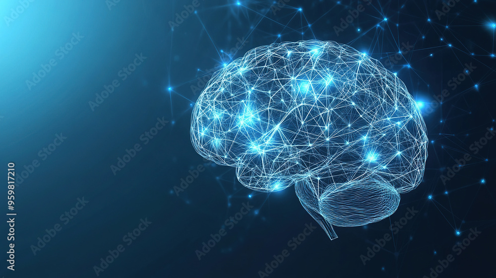 Abstract brain hologram background. Digital brain. Brain Artificial Intelligence Concept. Brain activity. Brain anatomy. Science showing the human brain. Human brain animation. Copy space area Abstract brain hologram background. Digital brain. Brain Artificial Intelligence Concept. Brain activity. Brain anatomy. Science showing the human brain. Human brain animation. Copy space area