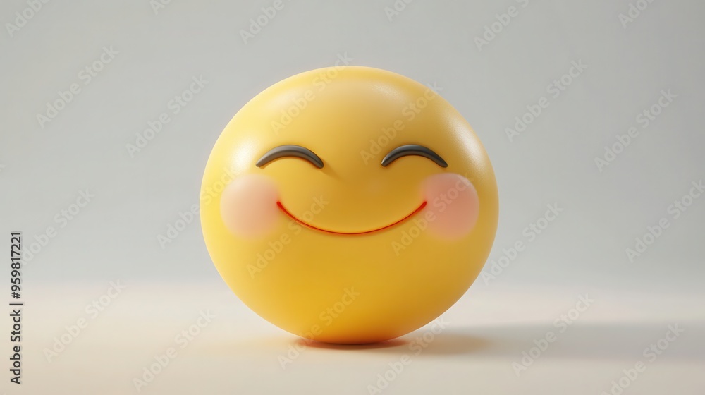 A 3D cartoon emoji with a soft, gentle smile and closed eyes, showing contentment or relaxation, on a white background A 3D cartoon emoji with a soft, gentle smile and closed eyes, showing contentment or relaxation, on a white background