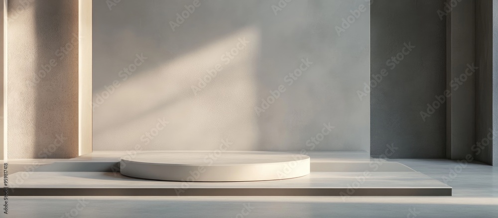 Fototapeta premium Minimalistic background featuring a mock up scene with a podium designed for product presentation 3D rendering