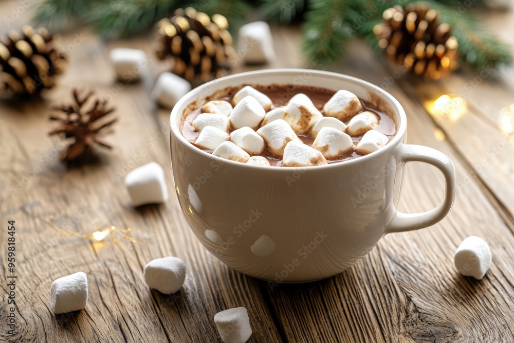 Cozy hot chocolate with marshmallows Cozy hot chocolate with marshmallows