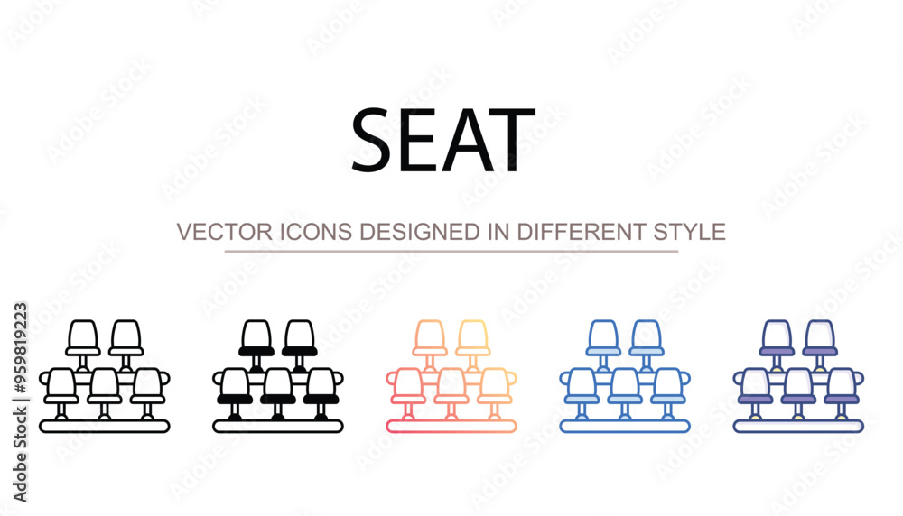 Seat icon design with white background stock illustration