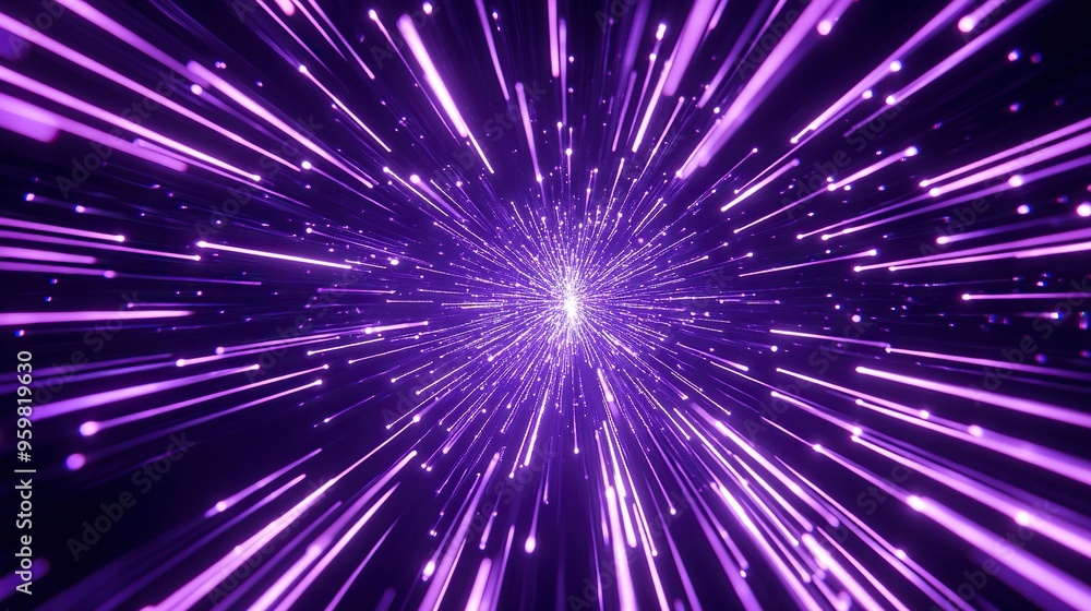 Purple neon light streaks radiating from the center on a dark background, evoking themes of technology, big data, and bots. generative ai Purple neon light streaks radiating from the center on a dark background, evoking themes of technology, big data, and bots. generative ai