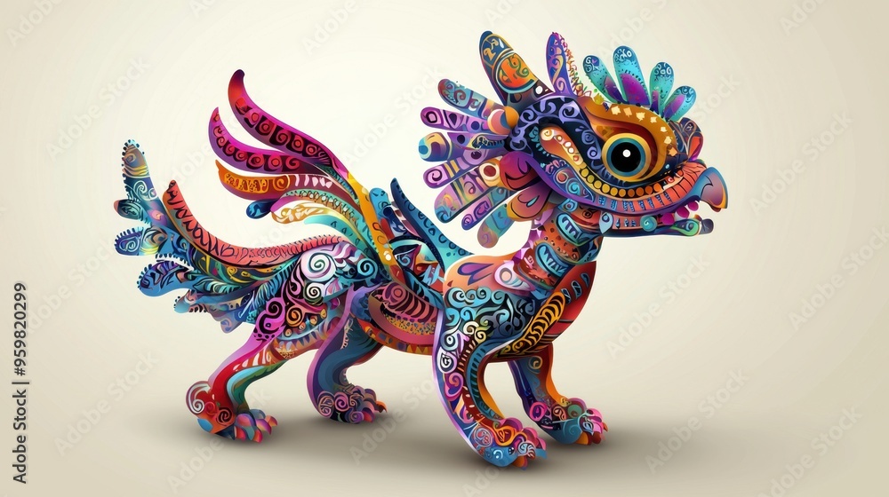 Fototapeta premium Colorful Dragon Illustration.