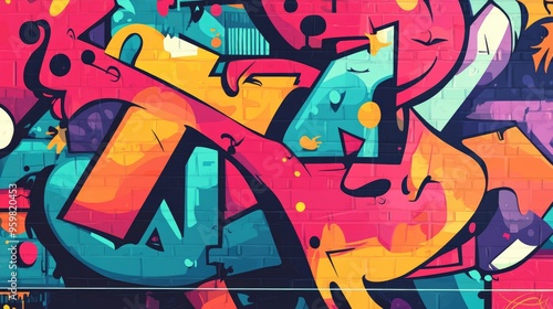 Wallpaper Mural Abstract Graffiti Art on Brick Wall Torontodigital.ca